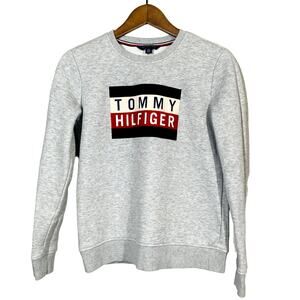 Tommy Hilfiger Felt Logo Jumper Pullover Sweatshirt Long Sleeve Casual - XS